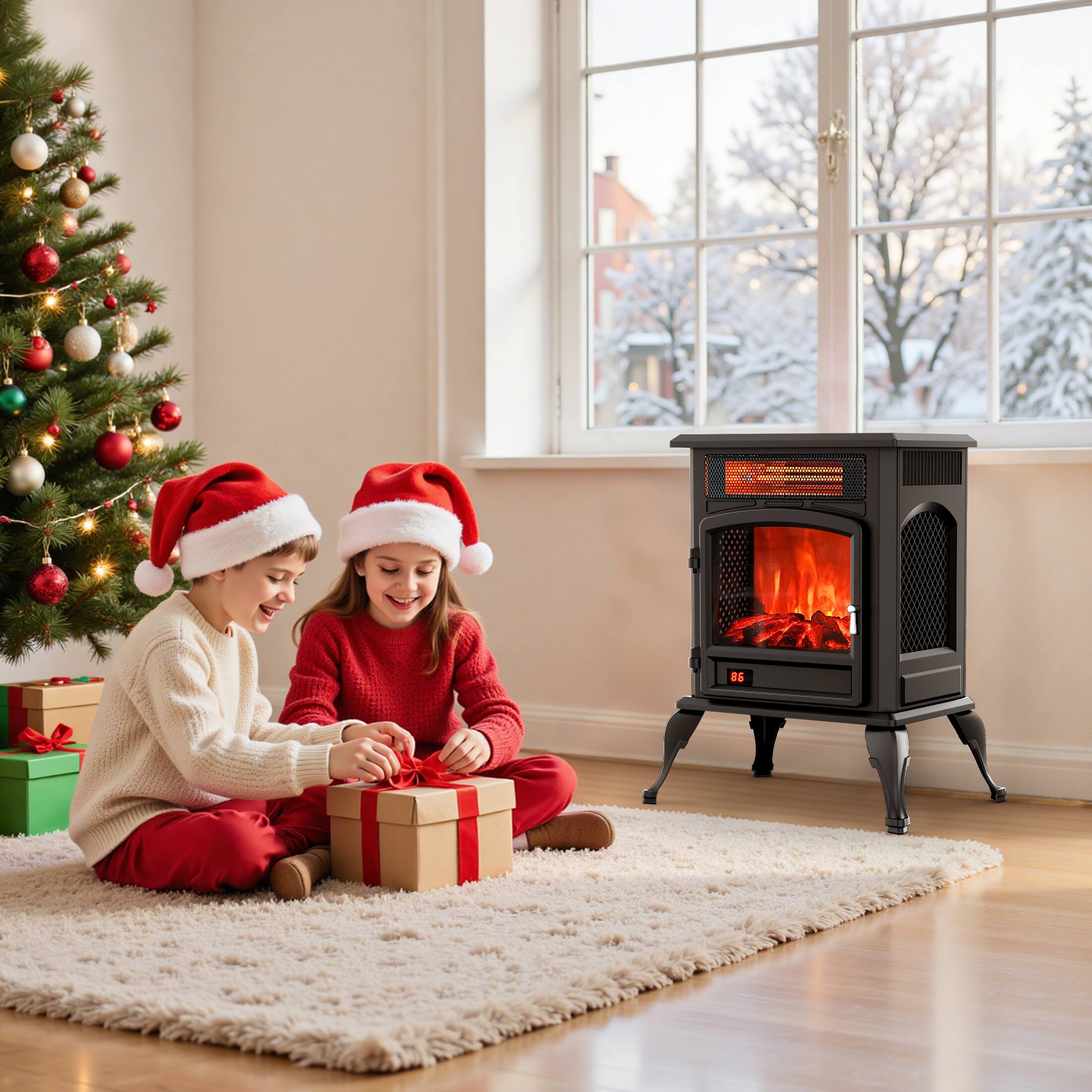 Alt View 7. Etust - Etust Electric Fireplace Heater 22.3", 3D Flame with Adjustable Brightness, Timer, Safety Protection, Indoor Use - Black.