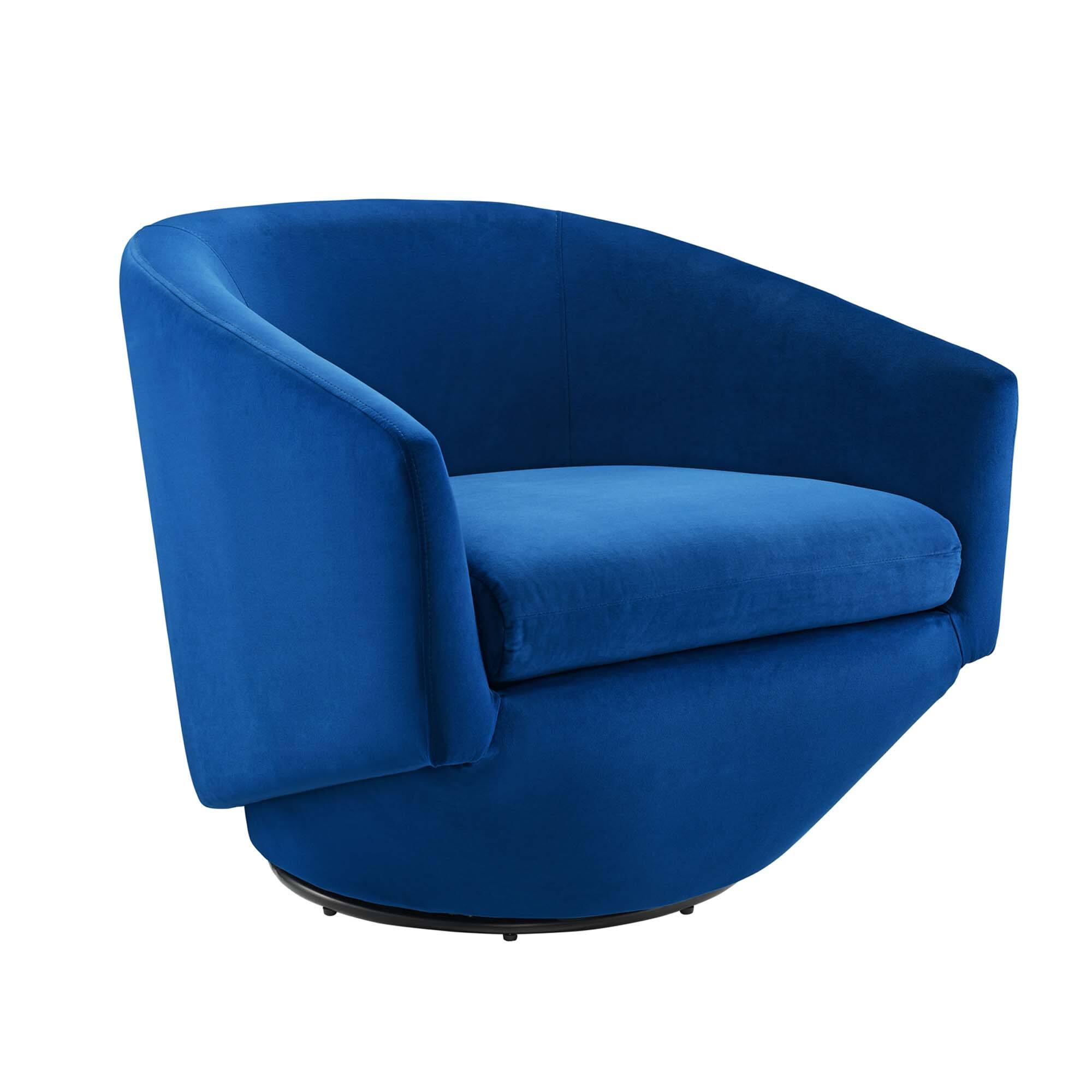 Angle. Modway - Series Performance Velvet Fabric Swivel Chair by Modway - Navy.
