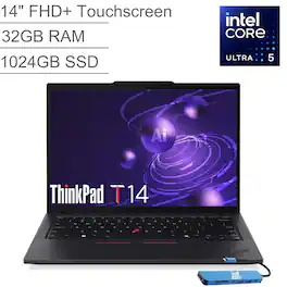 Lenovo - Refurbished Excellent - Upgraded - ThinkPad T14 Gen5 14" FHD+ Touchscreen Laptop - Intel Core Ultra 5 - 32GB RAM – 1TB SSD – Fingerprint – Win 11 Pro - Jet Black