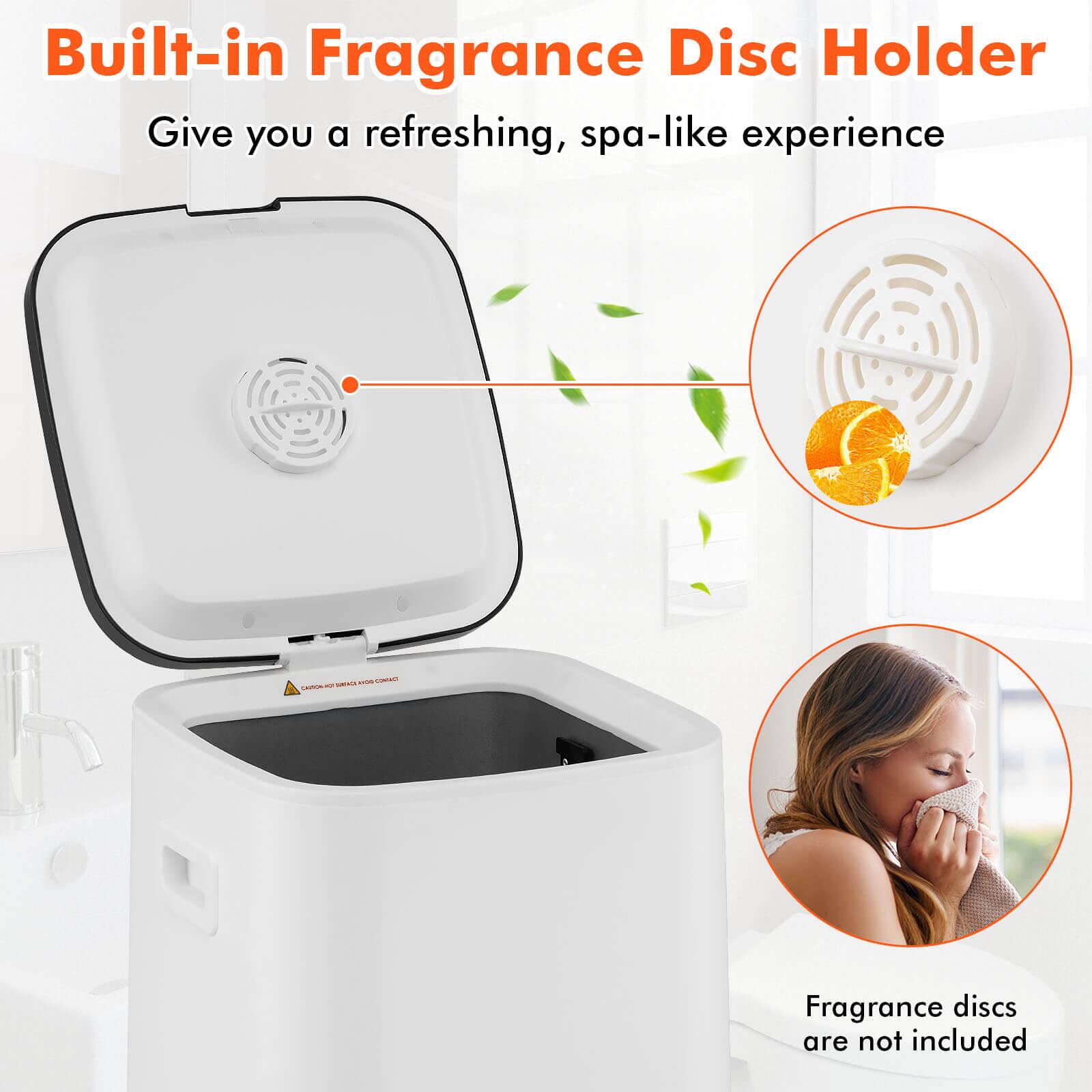 Built-in Fragrance Disc Holder  
Give you a refreshing, spa-like experience  

Fragrance discs are not included