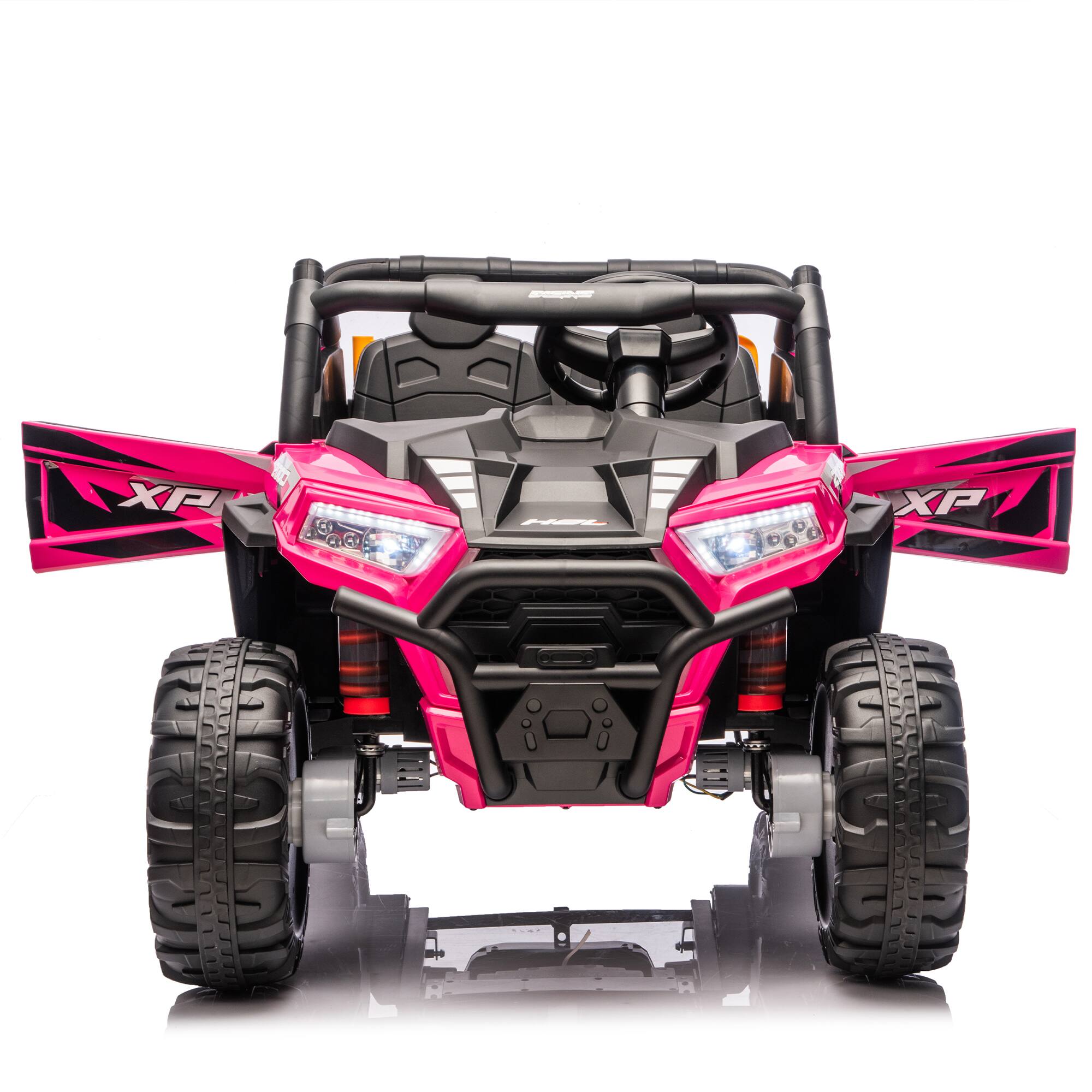 Alt View 10. ELEMENT ACE - 24V XL 2-Seater Children's Ride-On UTV with Parent Remote Control, 4WD Suspension, LED Lights, Bluetooth Music - Pink.