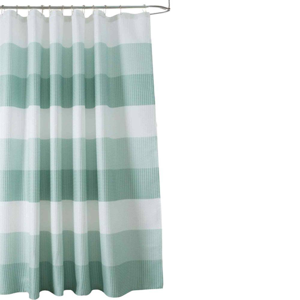 Alt View 3. Olivia Gray - Olivia Gray Striped Waffle Jacquard Shower Curtain - Fade-Resistant and Stylish 70x72 inches - Taupe.