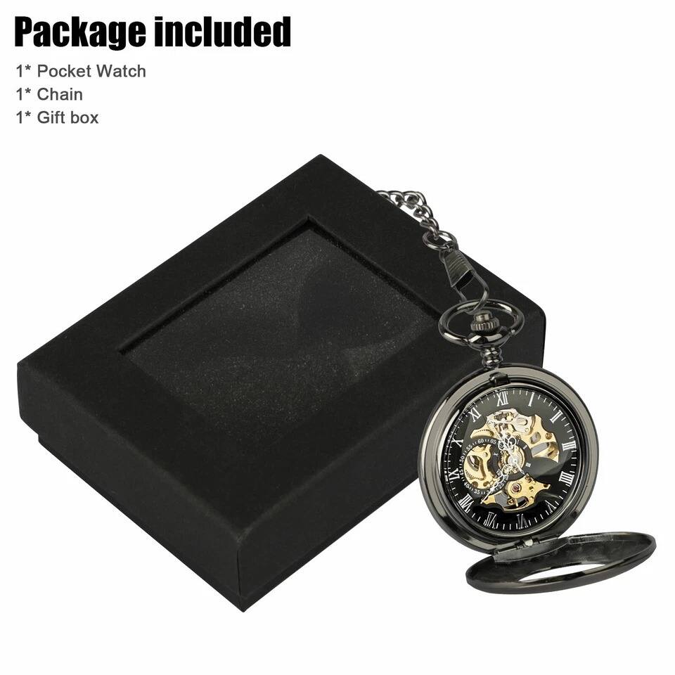 Package included  
1* Pocket Watch  
1* Chain  
1* Gift box  

XII I XI I X 6 II 2  
- i IX I ES 25 'VII a 'V' L  
J I I