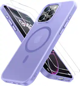 Entronix - iPhone 16 Pro Bundle: Magnetic Translucent Matte Case with 2 Clear Screen Protectors - Purple