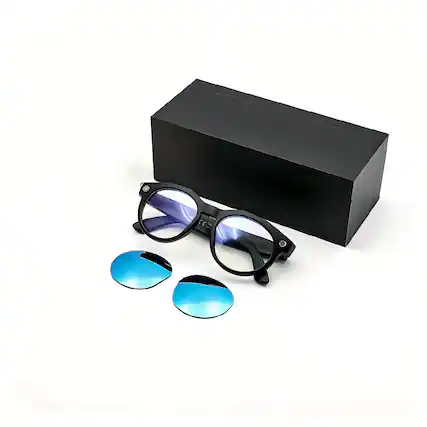 Front. PRIMEPLUS - 8MP 4K Camera AI Smart Glasses Dual Lenses Video Recording WIFI Transfer Sunglasses Smart Glasses - Black.
