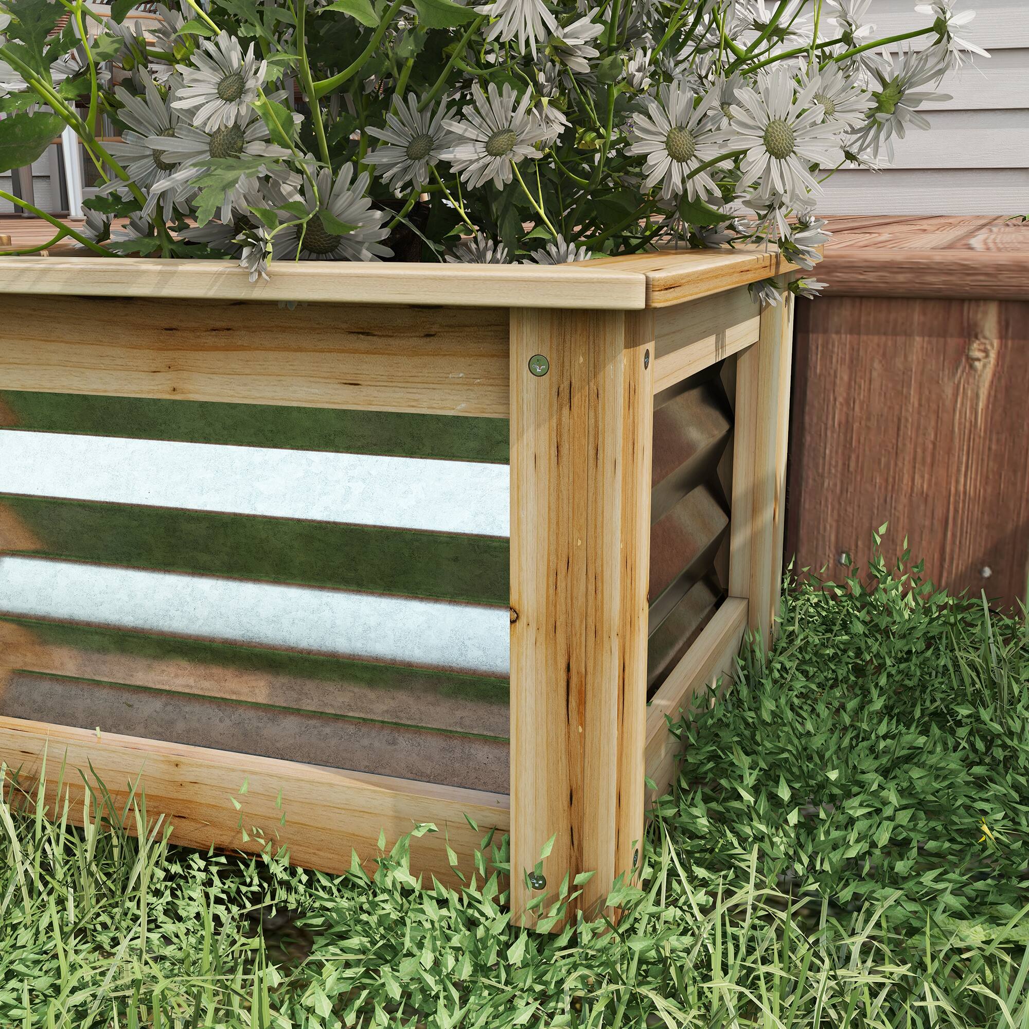 Alt View 5. Outsunny - Outsunny Raised Garden Bed Set of 2, Stock Tanks for Growing Flowers, Galvanized Metal Reinforced - Natural and Silver.