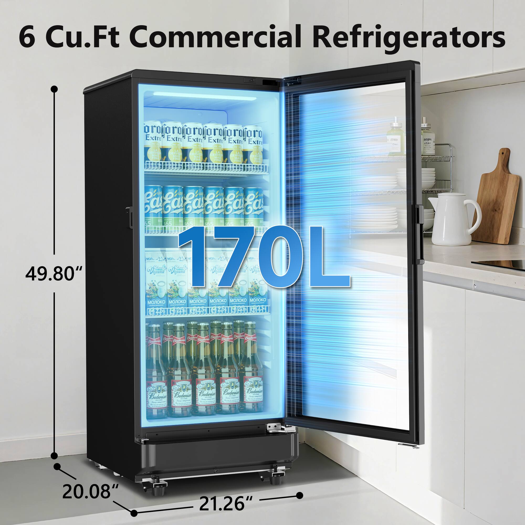 6 Cu.Ft Commercial Refrigerators

170L

49.80" x 20.08" x 21.26"