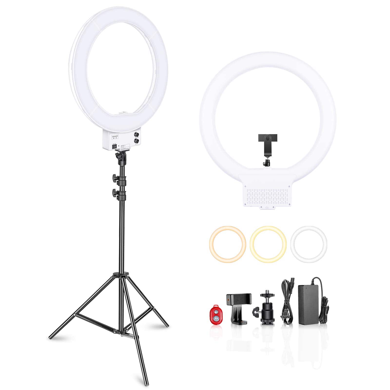 Neewer - 18" 55W Ring Light Kit with Tripod - LED Ringlight with Cold Shoe & Phone Holder for Video