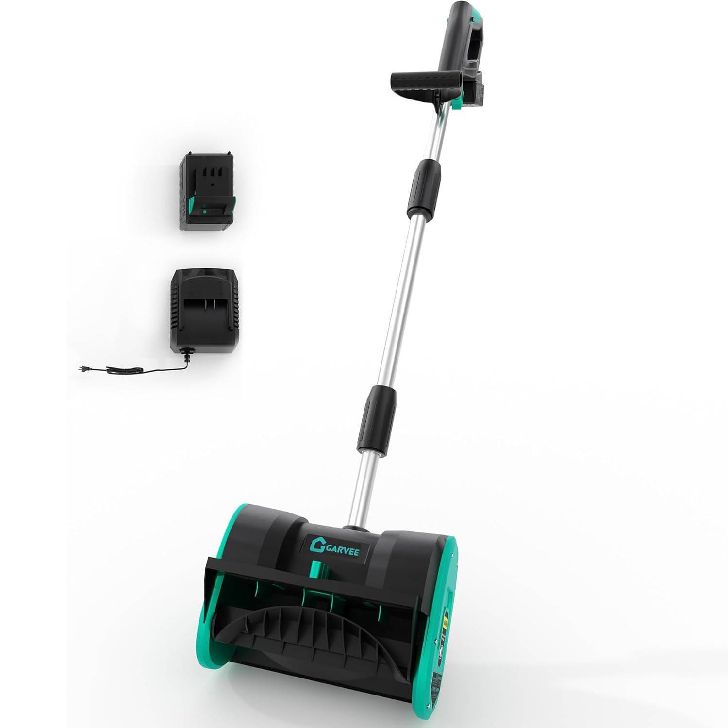 Front. Acekool - 12Inch Cordless Electric Snow Blower, Snow Shovel for Driveway, Sidewalk, Walkway - Green.