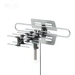LEADZM - HDTV 1080p Outdoor Motorized Amplified HD TV Antenna Digital UHF VHF 360° Rotate 22-38dB w/Remote(Pole not included) - Silver