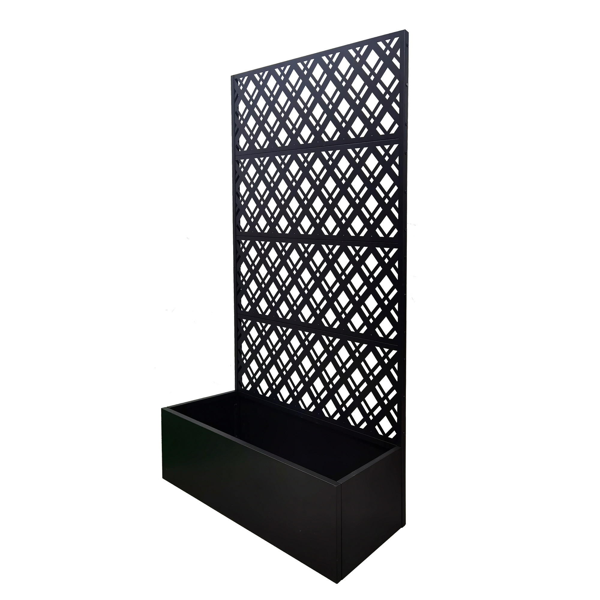 Alt View 5. Loheer - Metal Raised Garden Bed with Trellis, 5.9 ft H Planter Box with Drainage for Patio Climbing Plants - Black.