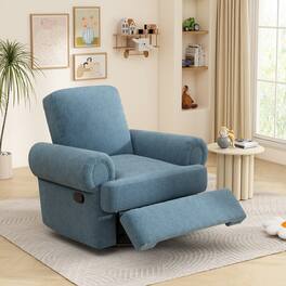 TinyHomie - Manual Recliner Sofa Swivel Recliner Rocker Chair with Adjustable Backrest for Living Room Bedroom - Blue
