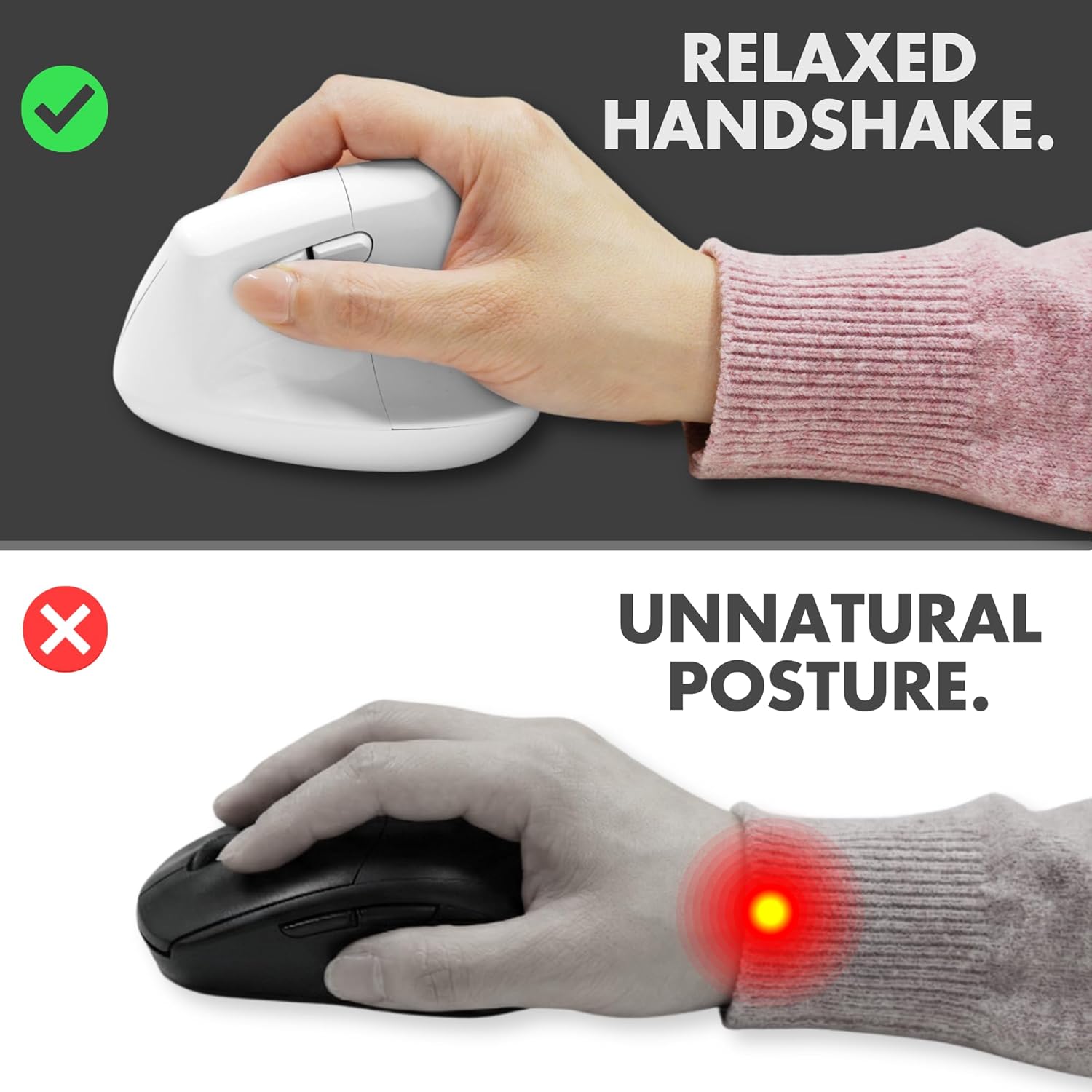 RELAXED HANDSHAKE.

UNNATURAL POSTURE.