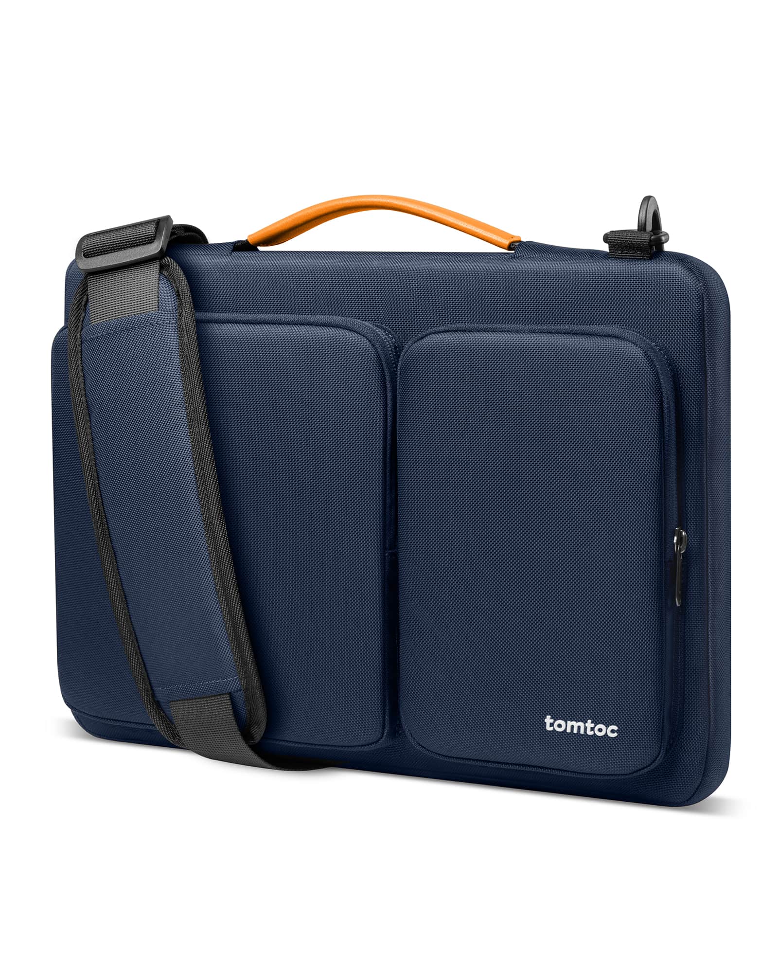 Front. tomtoc - Defender-A42 Recycled Laptop Shoulder Bag for 14 Inch MacBook Pro M4/M3/M2/M1 Pro/Max 2024-2021, 13.8" Surface Laptop 7 - Dark Blue.
