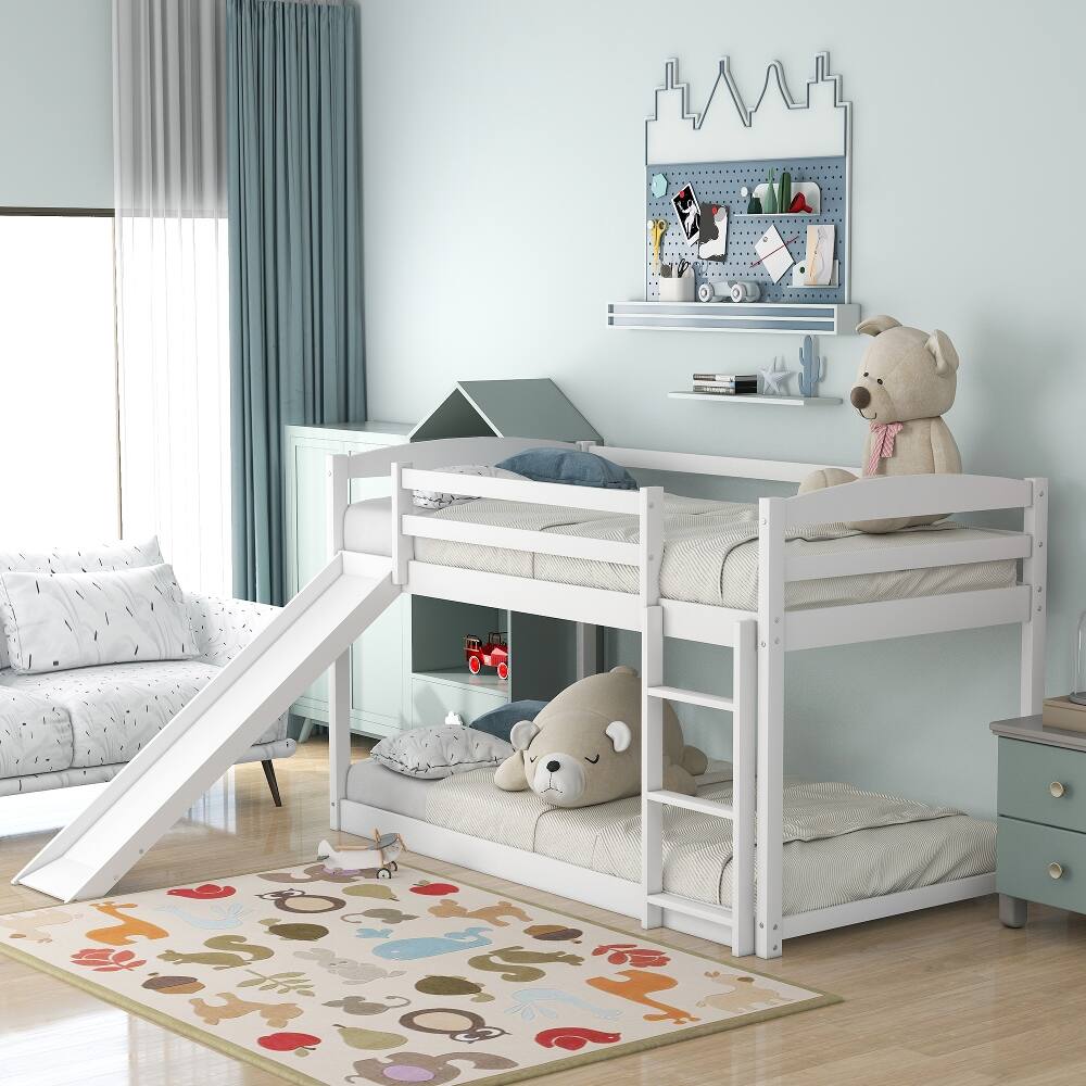 Alt View 1. Loheer - Loheer Twin Over Twin Bunk Bed with Slide and Ladder White - White.