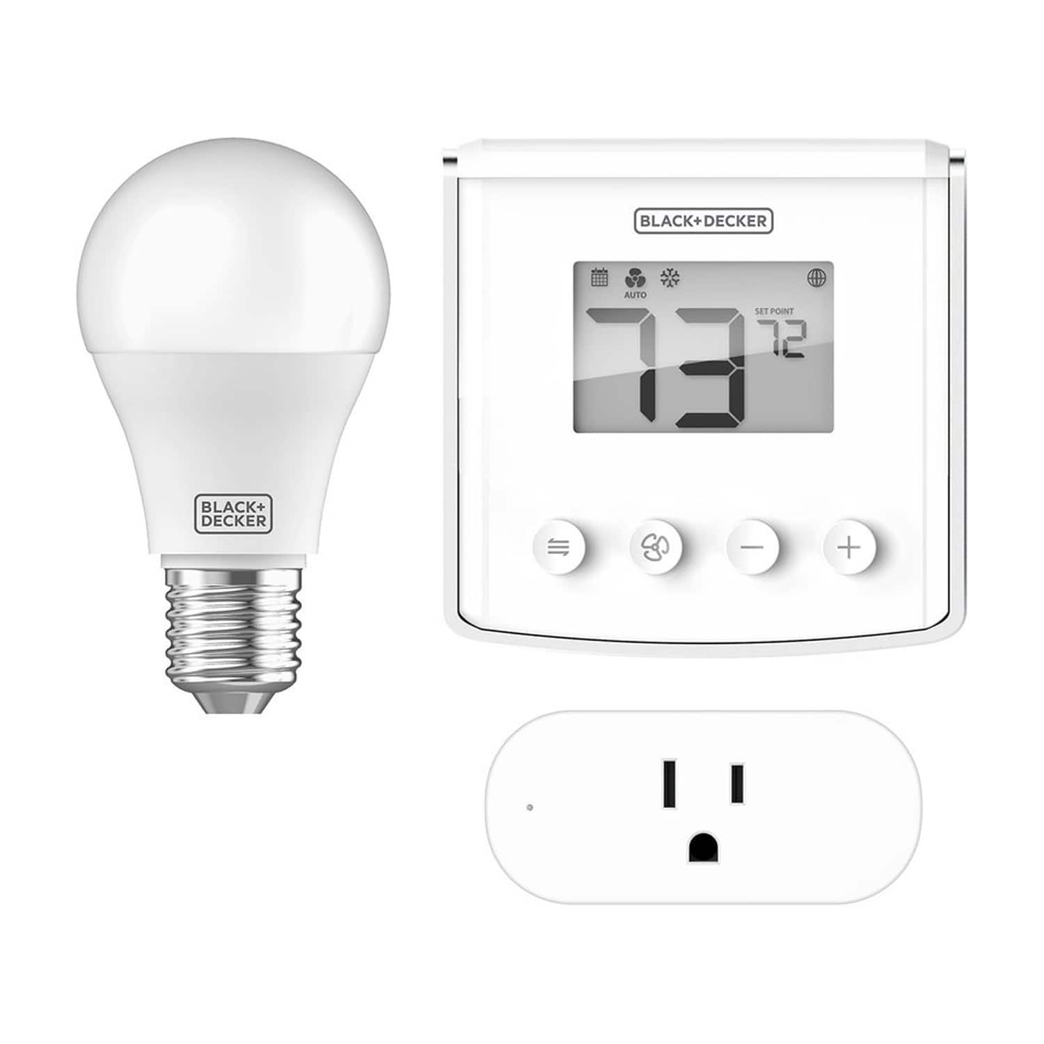 Black+Decker - BDXSKSW01 Smart Home Kit with Smart Thermostat, Light, and Plug