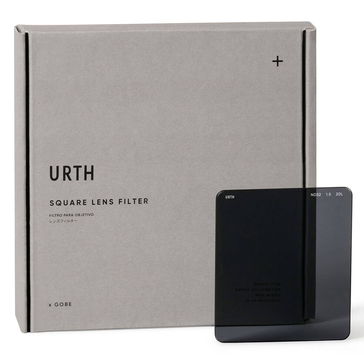 URTH SQUARE LENS FILTER  
URTH ND32 1.5 20L  
FILTRO PARA OBJETIVO  
レンズフィルター  

x GOBE  

Square it up  
before you leap free  
New angles in all directions