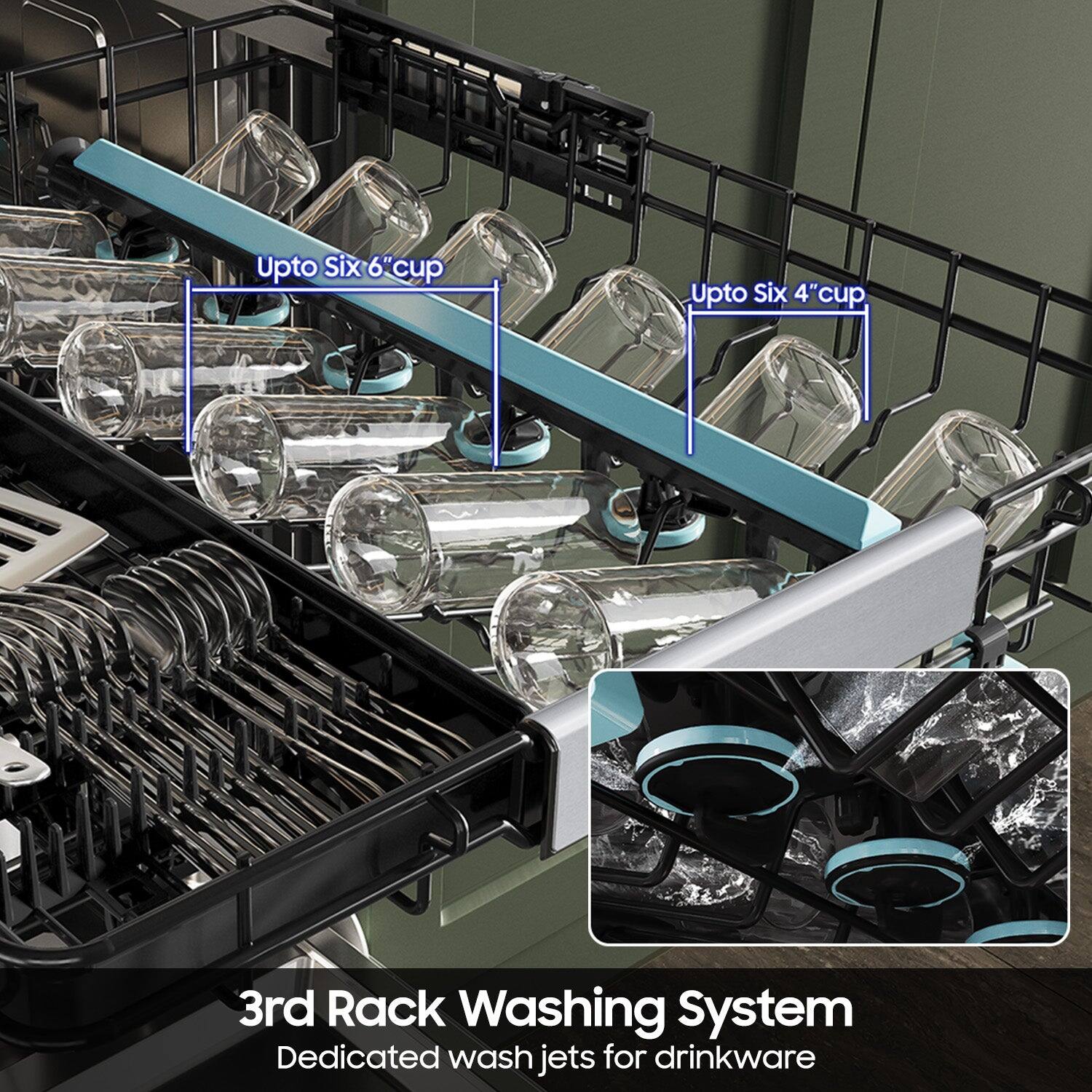 Upto Six 6" Cup Upto Six 4" Cup 3rd Rack Washing System Dedicated Wash Jets for Drinkware