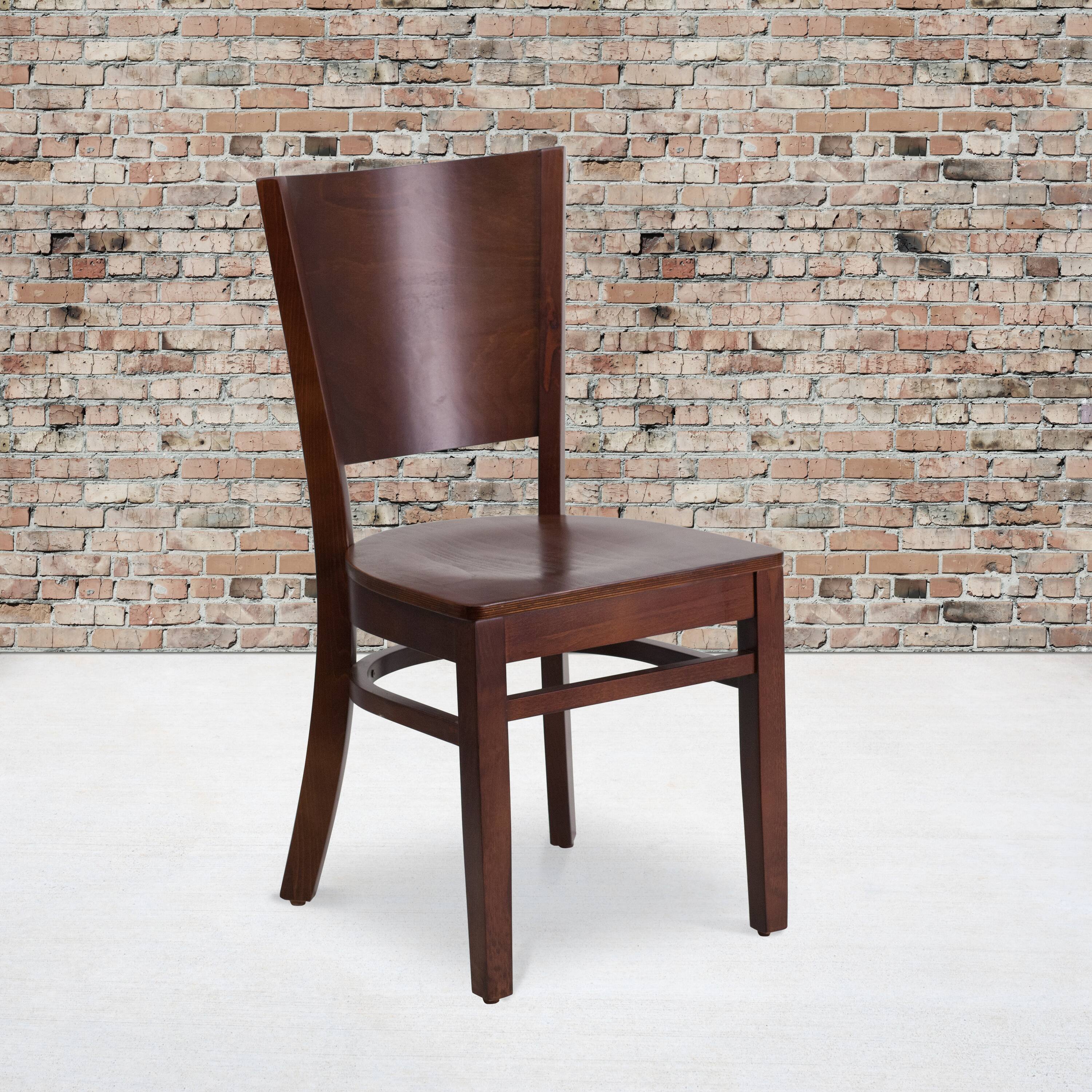 Alt View 1. Emma + Oliver - Solid Back Wooden Restaurant Dining Chair - Walnut Wood Seat/Walnut Wood Frame.