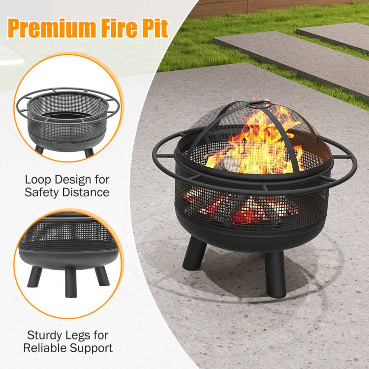 Premium Fire Pit

- Loop Design for Safety Distance
- Sturdy Legs for Reliable Support
