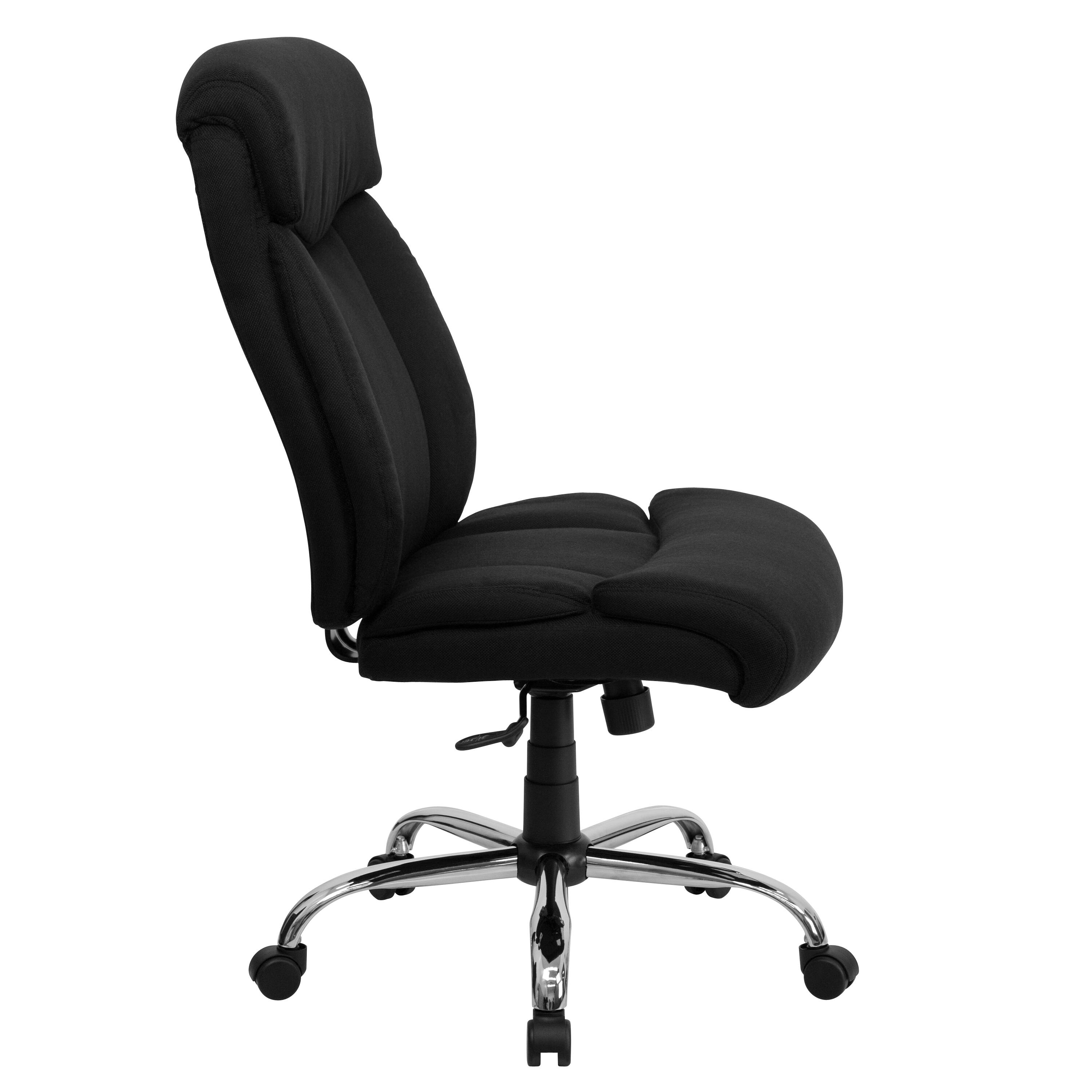 Alt View 4. Emma + Oliver - 400 lb. Big & Tall High Back Full Headrest Ergonomic Office Chair w/ Chrome Base - Black Fabric.