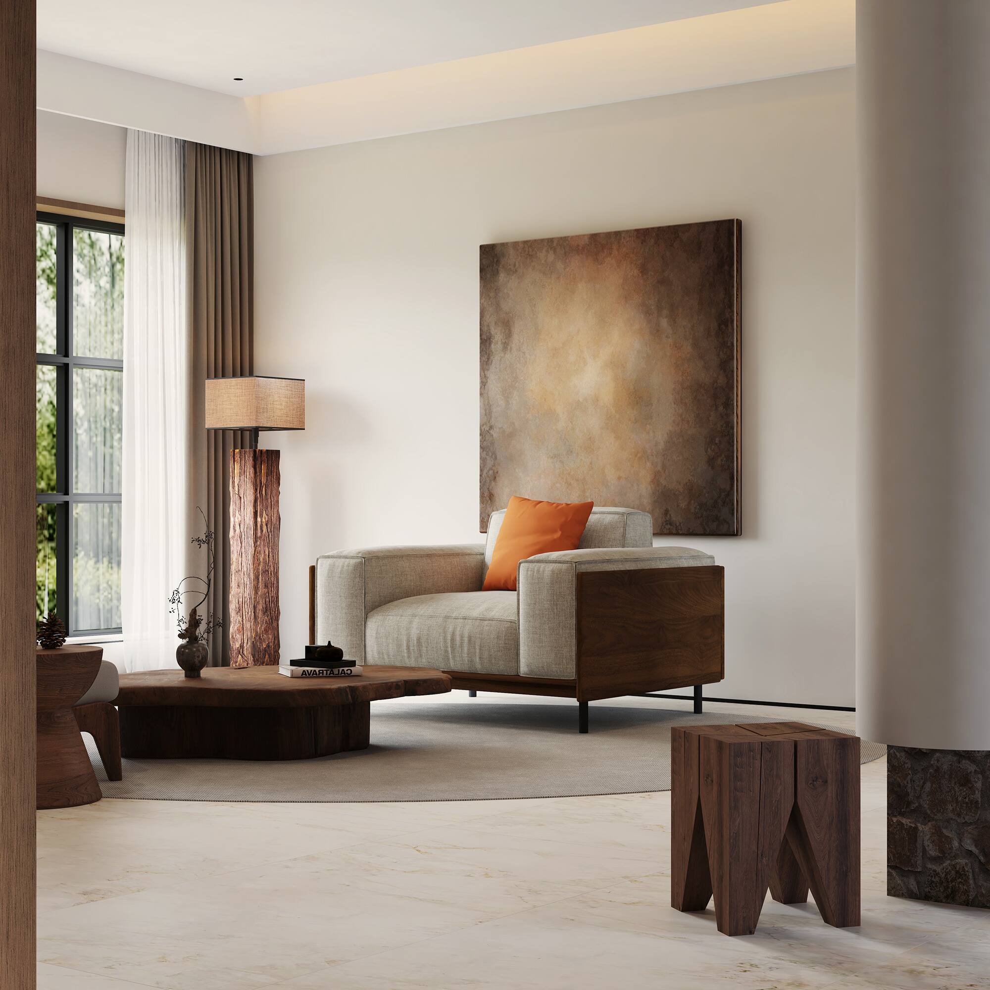 Alt View 1. luck idea - Modern Fabric Sofa with Solid Wood Frame, Breathable Cotton-Linen Upholstery, High-Density Foam Cushions, Metal Legs - Gray 1-Seat.