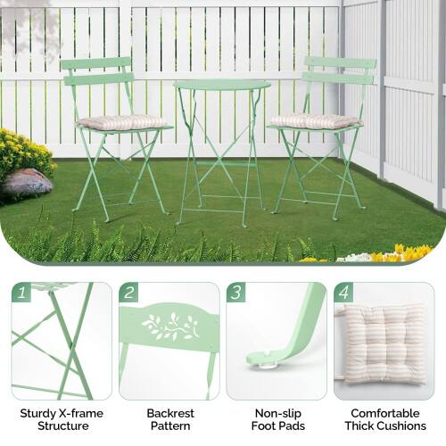 1. Sturdy X-frame Structure  
2. Backrest Pattern  
3. Non-slip Foot Pads  
4. Comfortable Thick Cushions