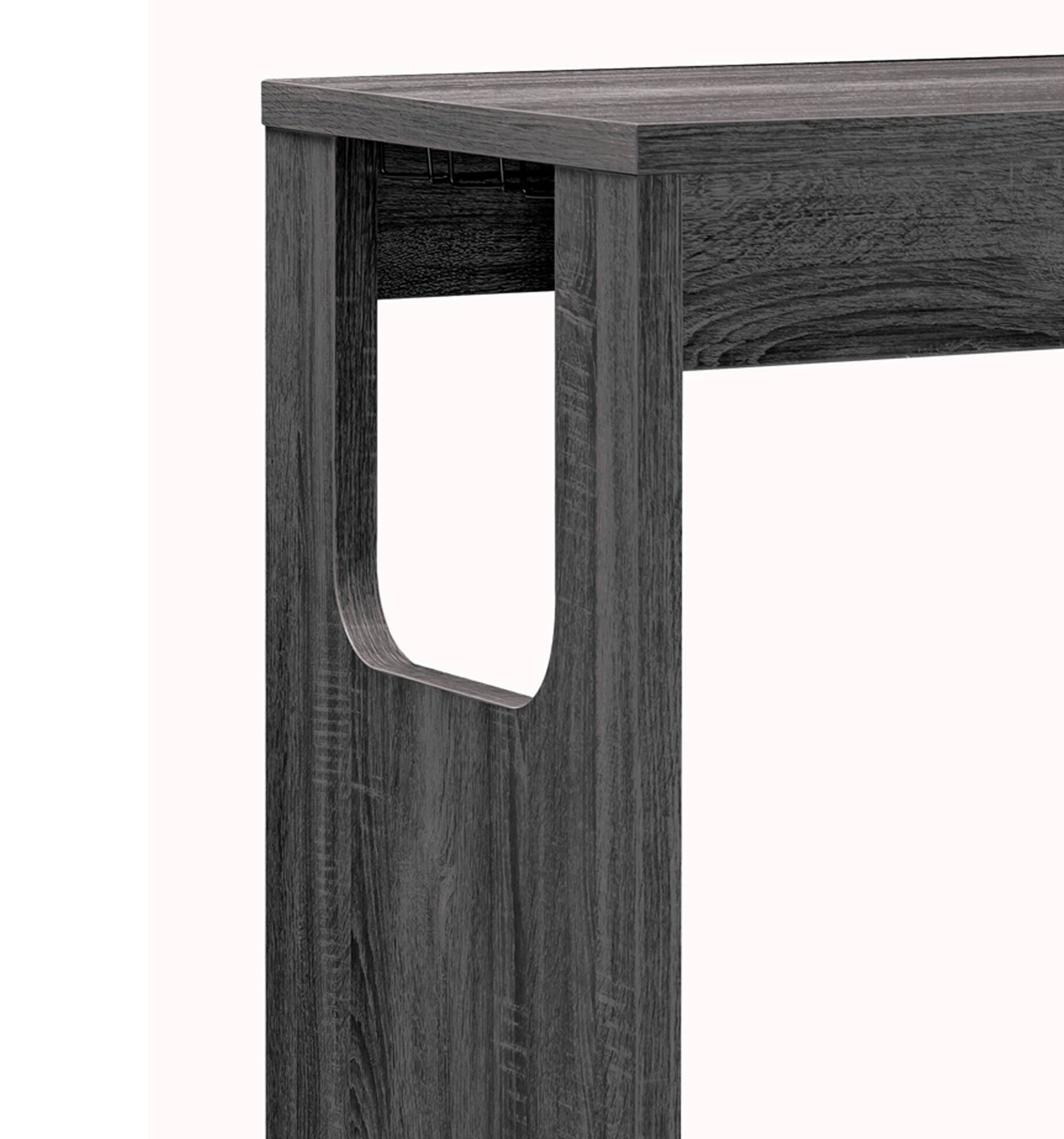Back. Manhattan Lane - Transitional Style Wooden Bar Table with 3 Tier Side Shelves - Gray.