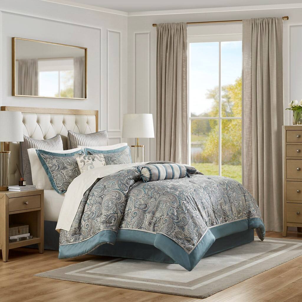 Alt View 1. Gracie Mills - Gracie Mills Thornton Supreme Comfort: 12-Piece Comforter Ensemble with Cotton Bed Sheets - Teal.