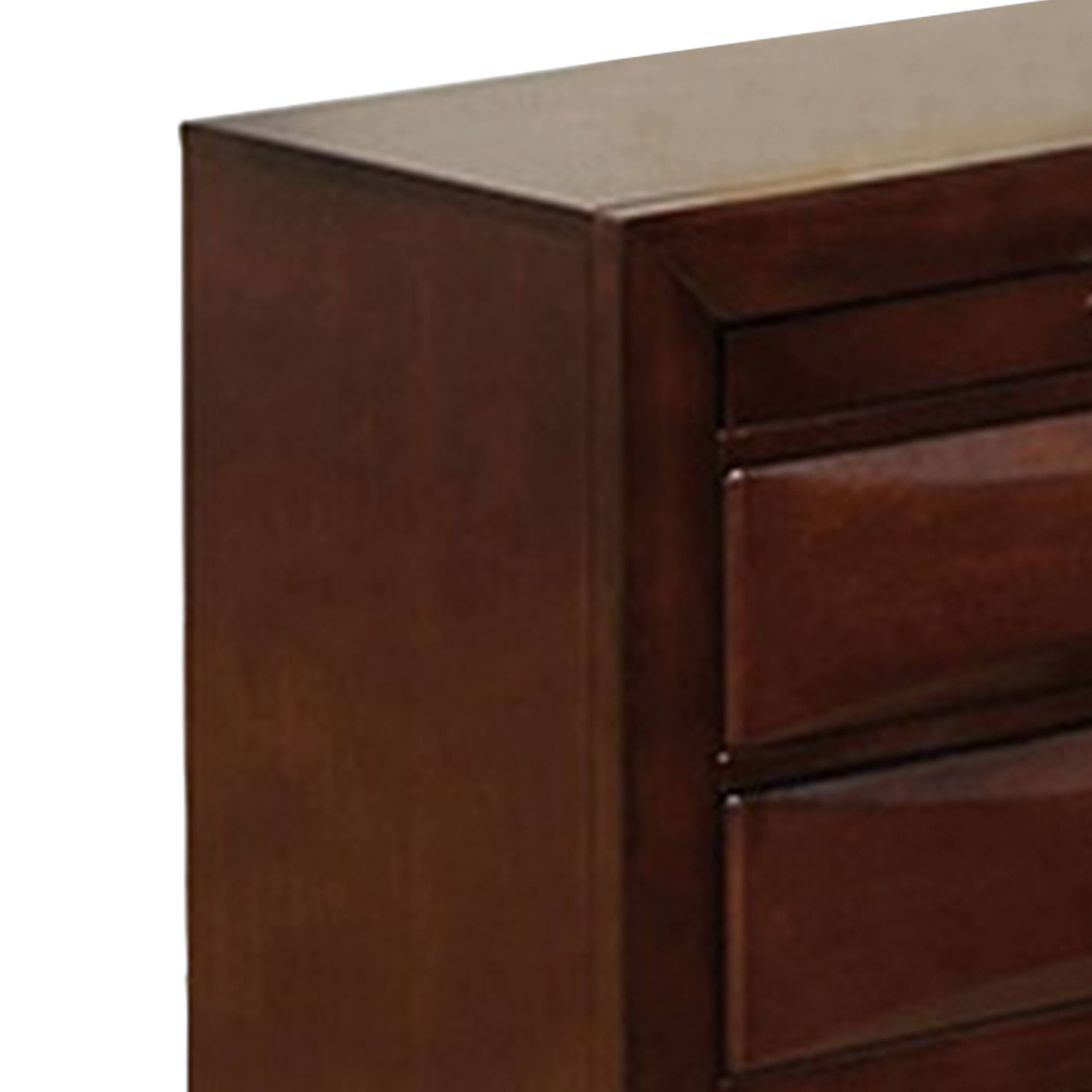 Alt View 1. Manhattan Lane - Simo Nightstand, Spacious Top, Nickel, 3 Drawers, Solid Wood - Cherry Brown, Nickel.