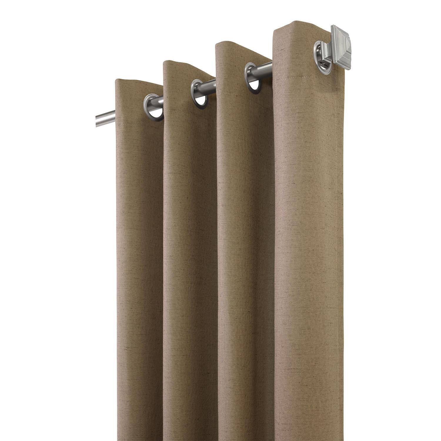 Left. Commonwealth Home Fashions - Thermaplus Ventura Blackout UV Protection Grommet Curtain Panel Pair for Windows Each 52" x 95" Pebble - Pebble.