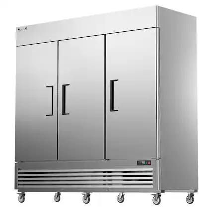Front. Coolski - Coolski 82'' Commercial Refrigerator 3 Doors, Reach-In Refrigerator Fridge for Restaurants Bars Bakeries Stores Garages, - Silver.