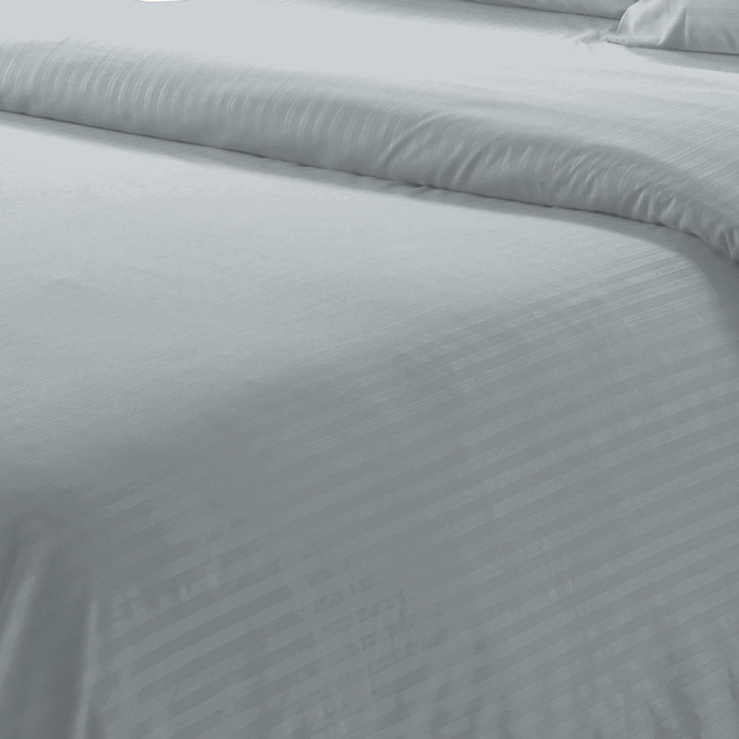 Alt View 3. Plazatex - Plazatex Dobby Stripe Luxurious Ultra Soft Moisture Wicking Solid Color 4 Pieces Sheet Set Twin Grey - Grey.