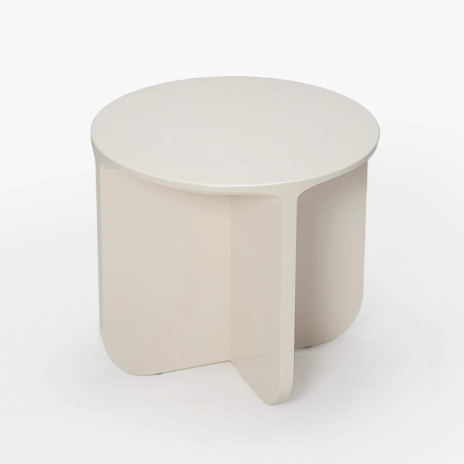 Acanva - Modern Small Round End Table, Living Room Bedroom Office Sofa Side Tables, Furniture Decor - Gloss Off-white