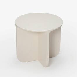 Acanva - Modern Small Round End Table, Living Room Bedroom Office Sofa Side Tables, Furniture Decor - Gloss Off-white
