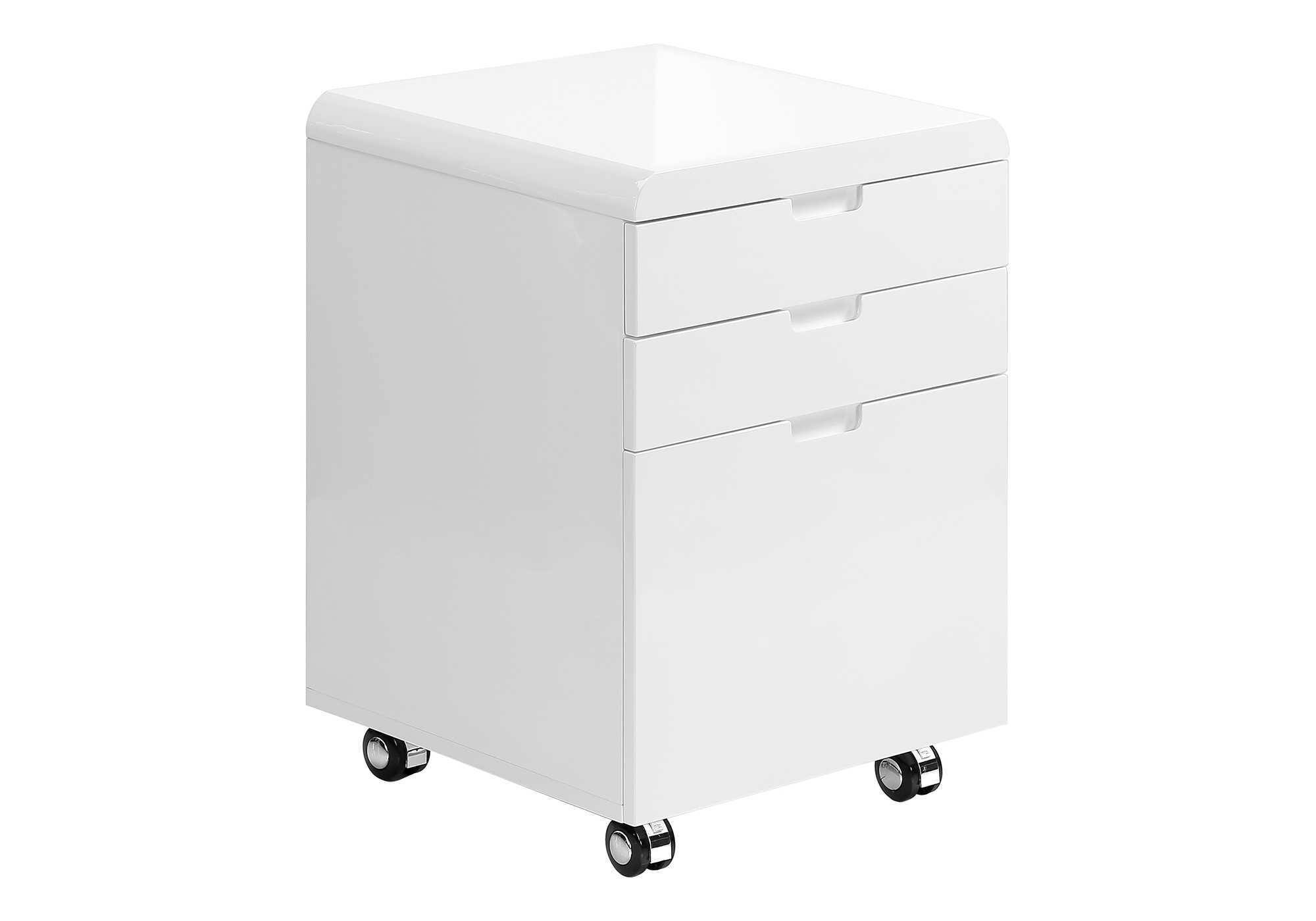 Angle. TinyHomie - File Cabinet Rolling Mobile Storage Drawers Printer Stand Office Work Glossy White Laminate Contemporary Modern.