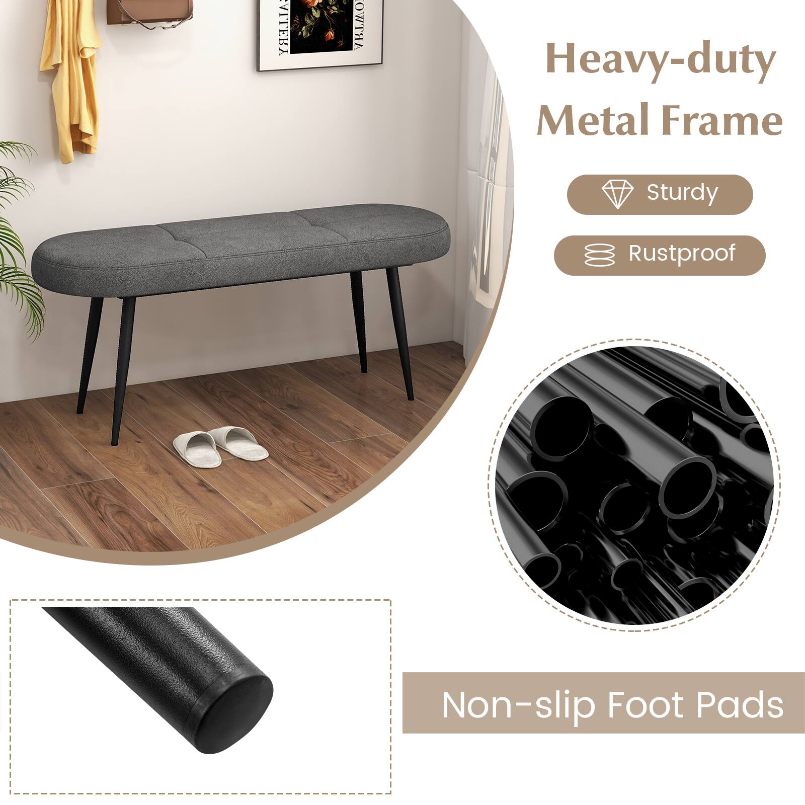 ALLERY ARTWO Heavy-duty Metal Frame, Sturdy, Rustproof, Non-slip Foot Pads