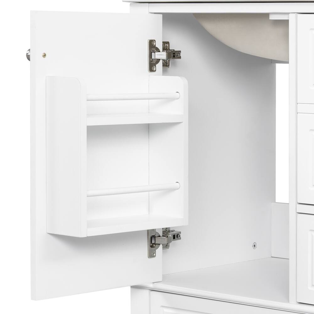 Alt View 4. Loheer - Loheer 24 inch bathroom vanity with sink White Freestanding Vanity Cabinet Ceramic Top - White.