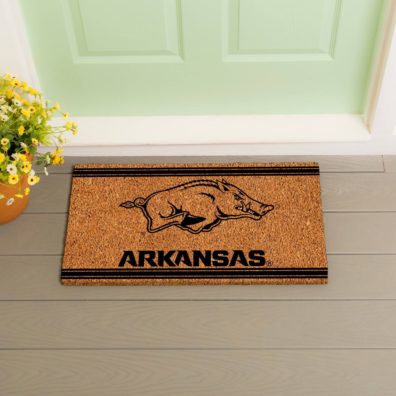 Alt View 2. Evergreen Enterprises - Arkansas Razorbacks 16" x 28" Logo Turf Mat - Multicolor.