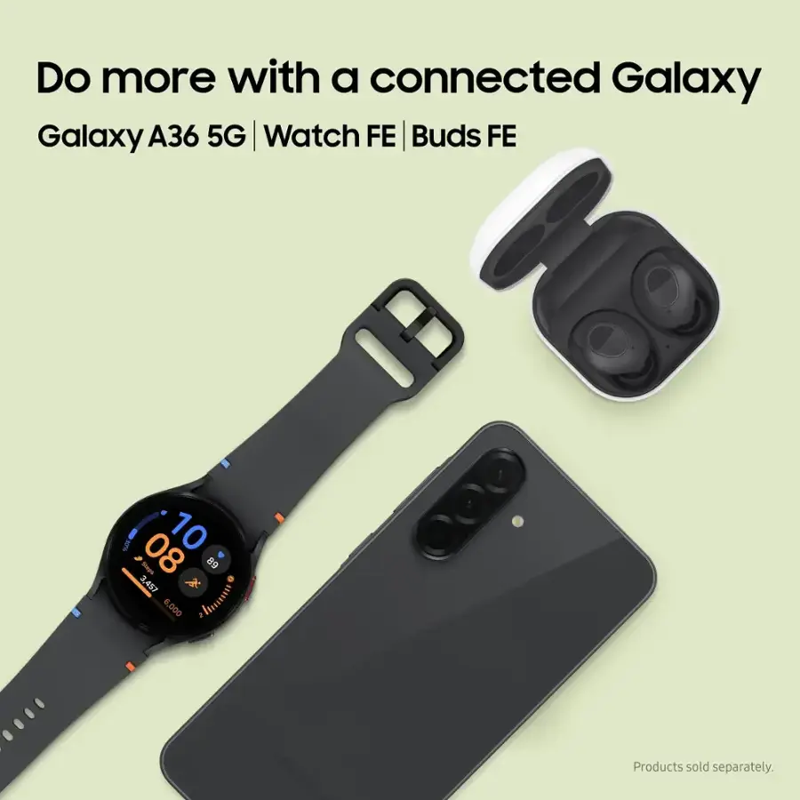 Do more with a connected Galaxy A36 5G | Watch FE Buds FE. Products sold separately.