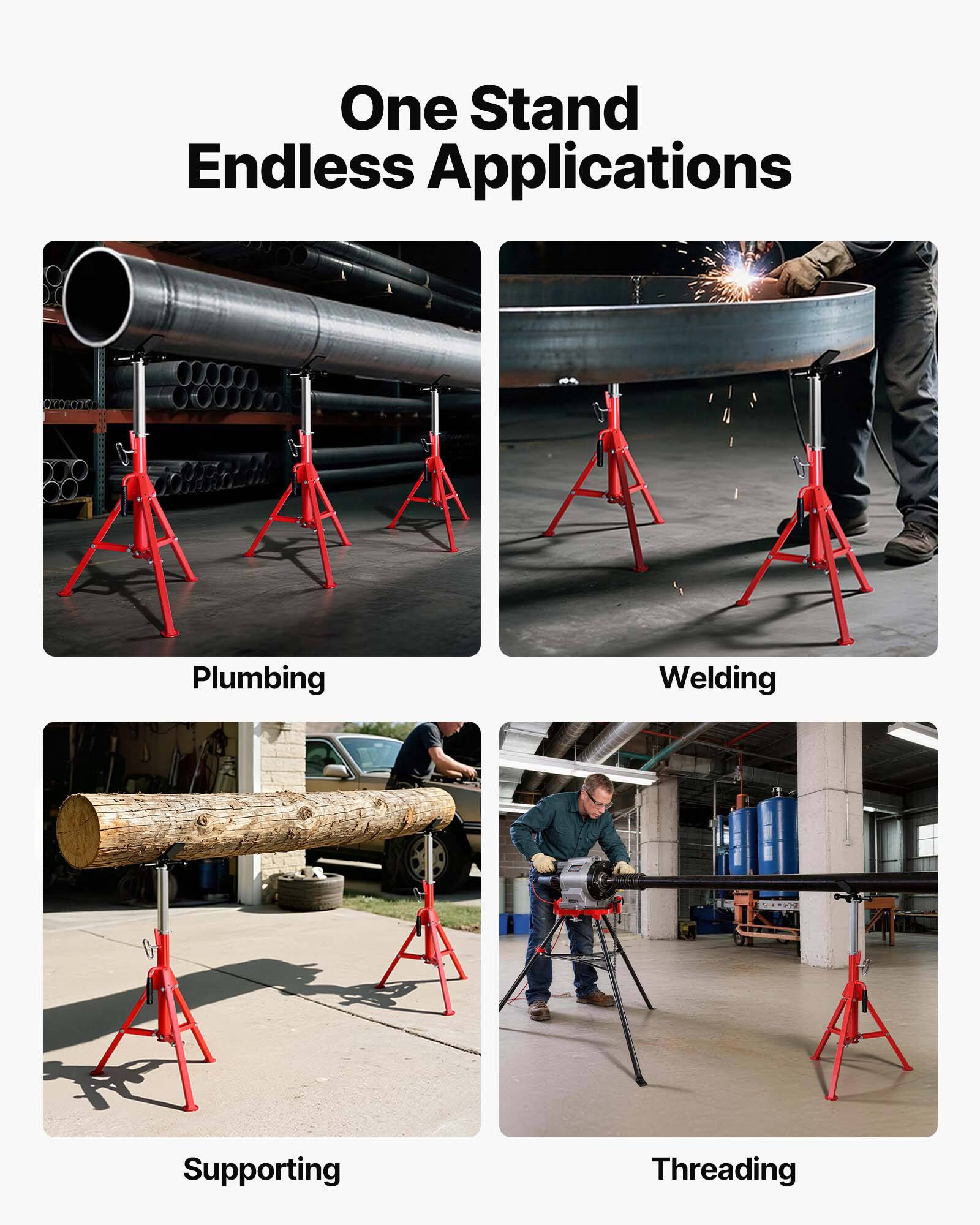 One Stand Endless Applications  
Plumbing  
Welding  
Supporting  
Threading