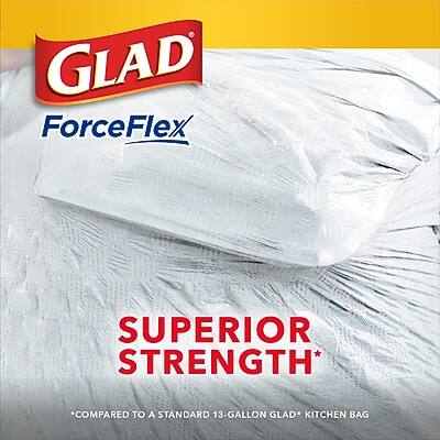 GLAD ForceFlex  
SUPERIOR STRENGTH*  
*COMPARED TO A STANDARD 13-GALLON GLAD KITCHEN BAG