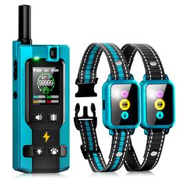 GlowWise - 4200FT Smart Training Collar for 2 Dogs, Step Counter & Color Screen, 5 Modes, IP67 Waterproof for All Sizes - Blue