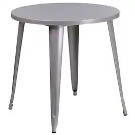 Flash Furniture - Jeffrey Commercial Grade 30" Round Silver Metal Indoor-Outdoor Table - Gray