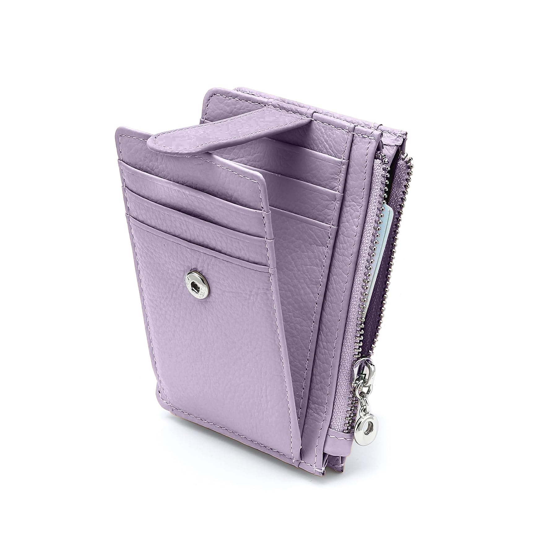 Jadie Link - Slim Wallet Women Thin Womens Card Holder Rfid Blocking Genuine Leather Small Wallets Premium Material Hardware slim - C8-light Purple