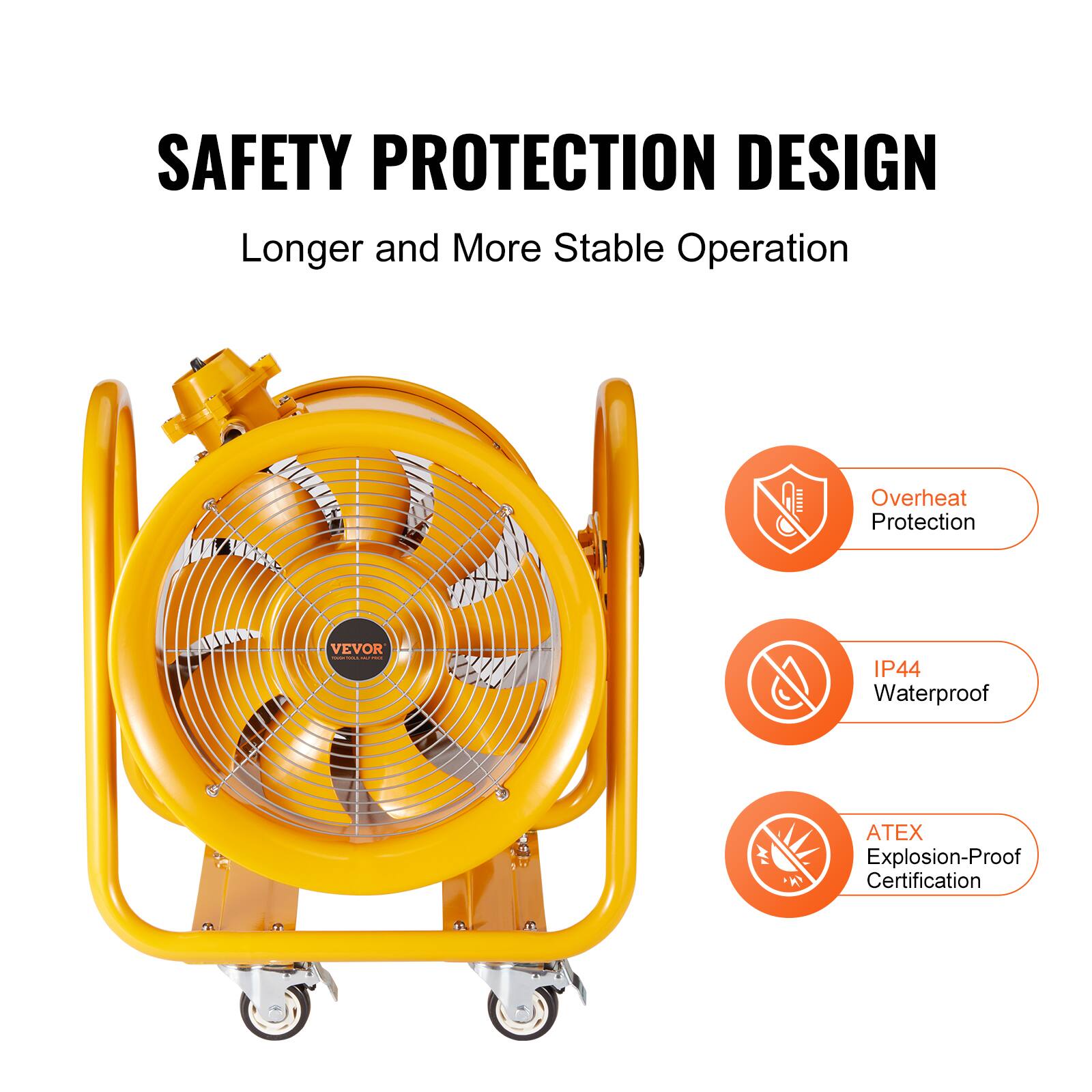 SAFETY PROTECTION DESIGN  
Longer and More Stable Operation

- Overheat Protection
- IP44 Waterproof
- ATEX Explosion-Proof Certification