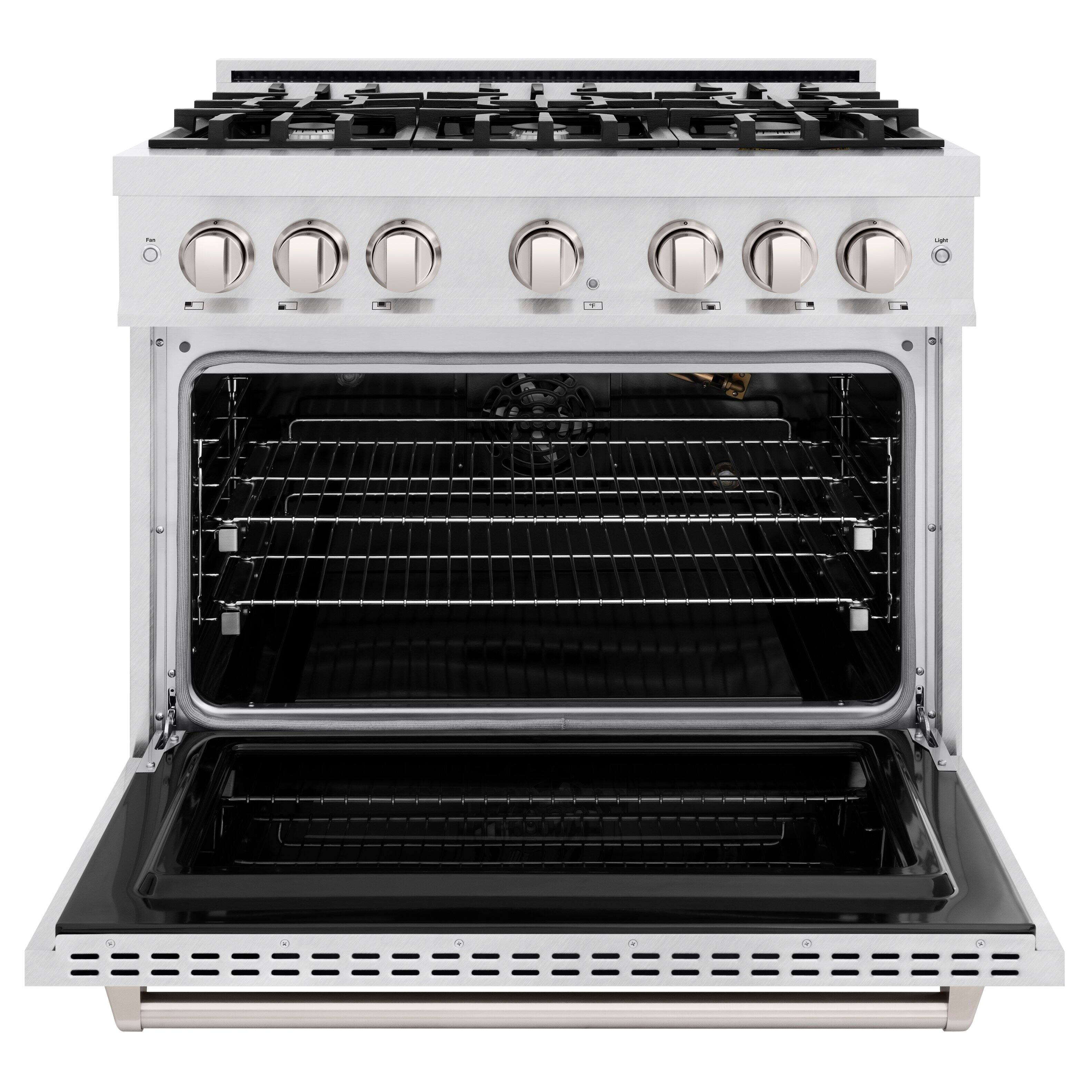 Alt View 1. ZLINE - ZLINE 36 in. Classic Gas Range w/ 6 Burners & Convection Oven in Satin Steel Stainless Steel (CGRS-36) - Stainless Steel.