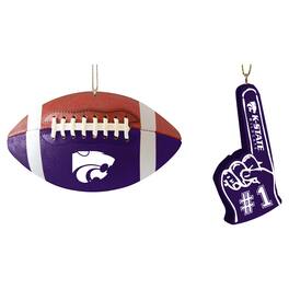 The Memory Company - Kansas State Wildcats Two-Pack Football & Foam Finger Ornament Set - Multicolor