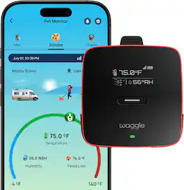 Waggle - 4G Pet Monitor with GPS & AQI - No WiFi, Real-Time Alerts, Power Outage Detection, Subscription Required - Black