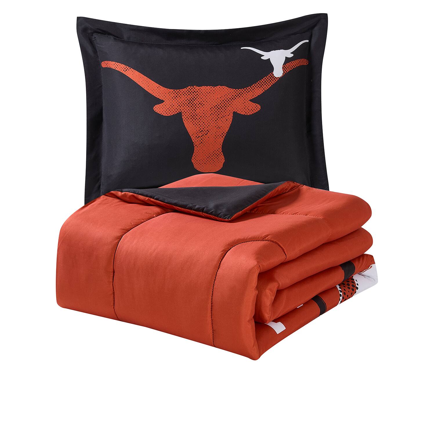 Angle. Sweet Home Collection - NCAA Texas Longhorns Comforter & Pillow Sham Set- Twin/Twin XL - Multicolored.